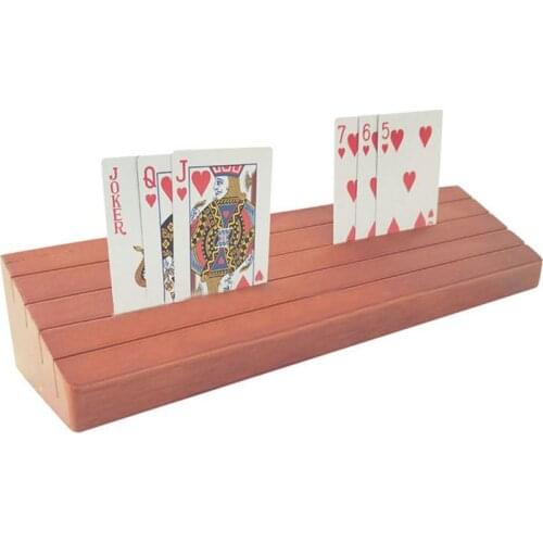 Playing Cards Holder Wooden Poker Cards Organizer Indoor Playing Cards Stand For Cards Display Kids Seniors Cards Games