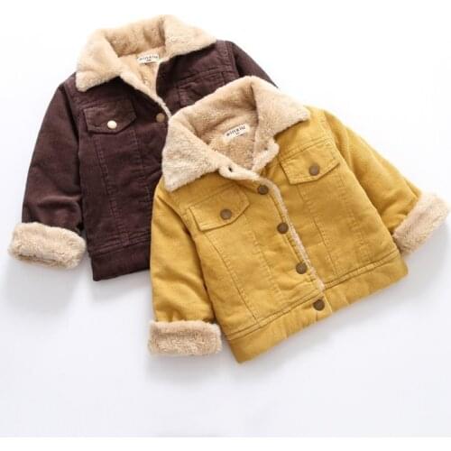 Childrens coat winter new boys and girls corduroy Plush coat jacket warm childrens coat