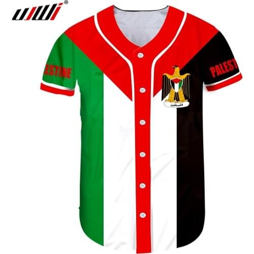 UJWI Mens Clothing Free Palestine Baseball Jersey Shirt 3D Full Body Printing Palestina National Flag Oversized T-shirt 5XL