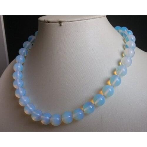 Hot sale 12MM white opal beads necklace 17"