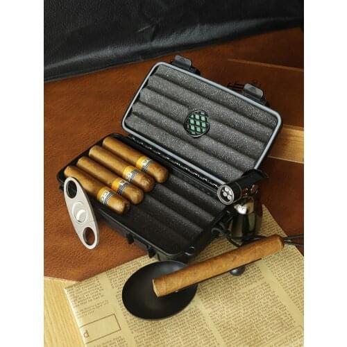 COHIBA Cigar Humidor Case Waterproof Travel Smoking Box Storage 4 Cigars Box Humidor Humidifier For Sigar