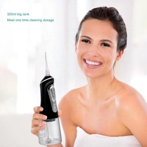 Oral Irrigator Portable Water Dental Flosser USB Rechargeable 9 Modes IPX7 320ML Water for Cleaning Teeth With 4 Jet