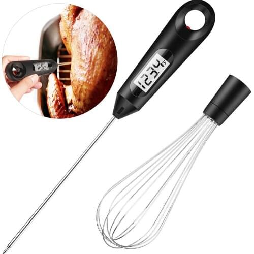 2 in 1 Kitchen Whisk Digital Meat Food Milk Thermometer Egg Beater Cooking Tool BBQ Electronic Oven Kitchen Tools