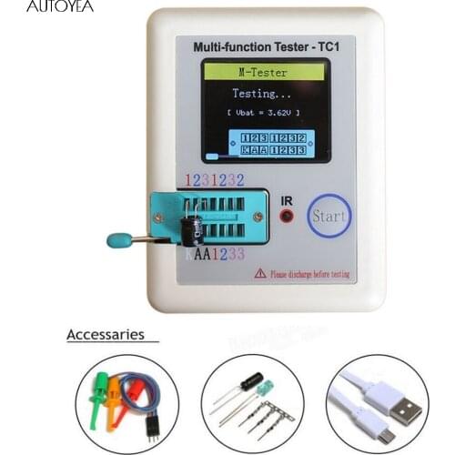 LCR-TC1 Multifunctional Transistor Tester Kit Multimeter ESR Meter Display For Diode Triode MOS/PNP/NPN Capacitor Tester