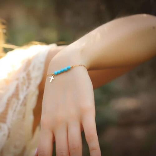 Fashion New Hot Vintage Elegant Women present cross Plated Totem Bracelets Bangles Round Metal Bracelet hand chian Jewelry