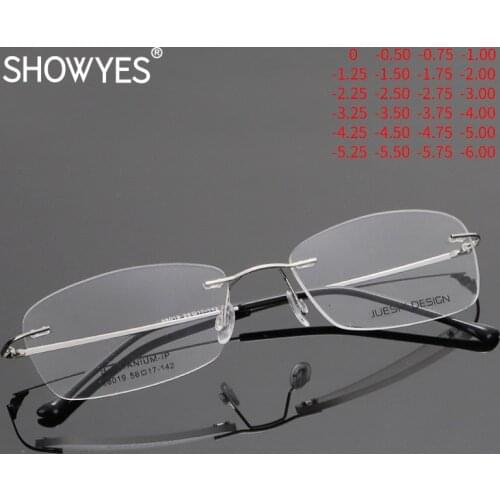 Minimalist Style Mens Myopia Glasses Rimlesss Custom Cylinder Man Prescription Eyeglasses High Clear Lenses Optical Eyewear