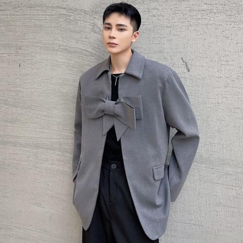 Big Bow Design Blazers Men Korean Streetwear Fashion Loose Casual Suit Coat Male Japan Harajuku Vintage Suit Jacket Blazer Man