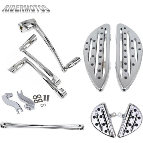 Motorcycle Floorboard Front Rear Foot Peg Brake Arm Kit Shift Lever W/ Peg Chrome Set For Harley Touring Street Road Glide 14-Up