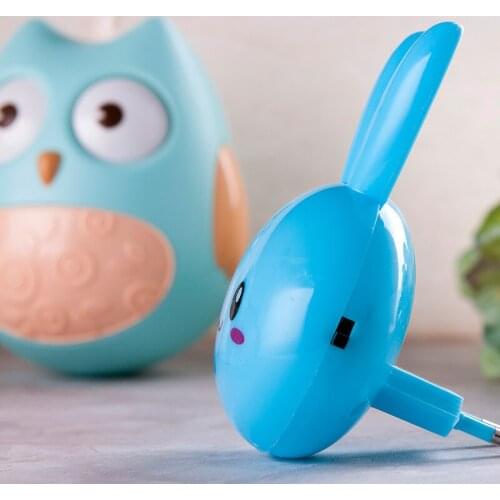 Cartoon rabbit LED night light 220V switch wall type night light, EU plug gift, suitable for bedside lamp in childrens bedroom