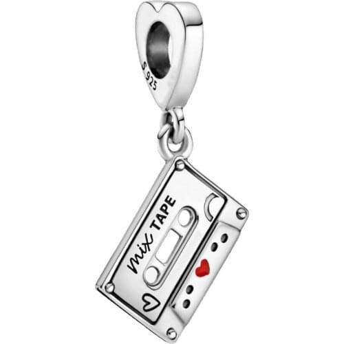 S925 Sterling Silver 2021New Nostalgic Cassette Charm Fit Original 3mm Bracelet&Bangle For Women Birthday Fashion Jewelry Gift