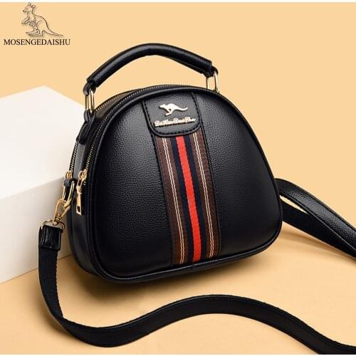 Solid Leather Small Hand Bags Ladies Designer Casual Multi-Pocket Shoulder Crossbody Bags for Women 2021 Purses and Handbags Sac