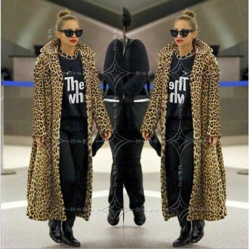 Autumn Leopard faux mink leather jacket womens winter warm long fur leather coat women slim jackets jaqueta de couro fashion