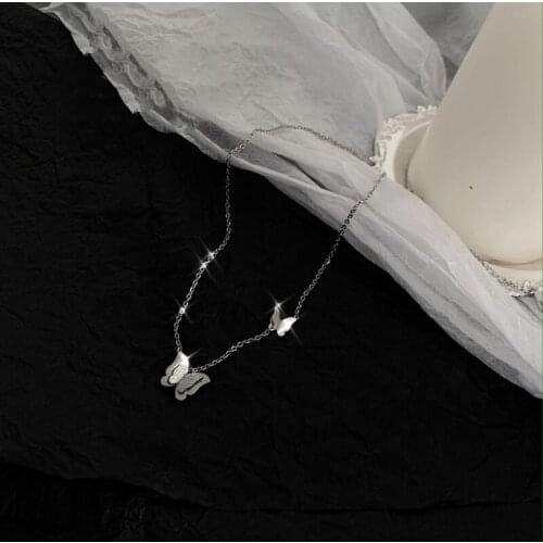 Sweet Butterfly Neckalce Titanium Steel Frosted Good Quality Clavicle Chain Fashion Women Girls Jewelry Gifts