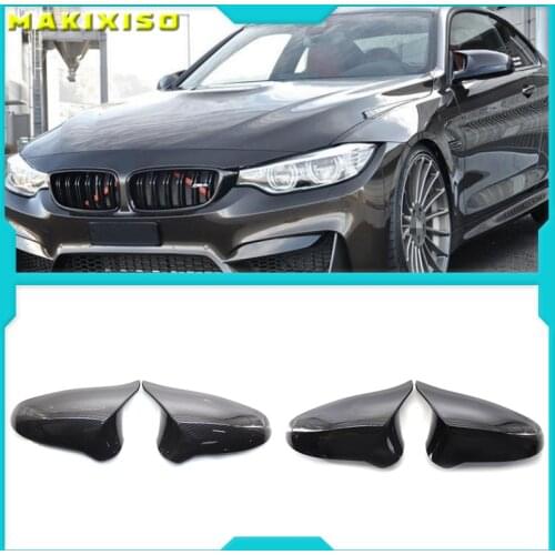 A Pair Carbon Fiber Car Rear View Side Mirror Cover Caps Shell For BMW F80 F82 M4 For LHD 2015 2016 2017 2018