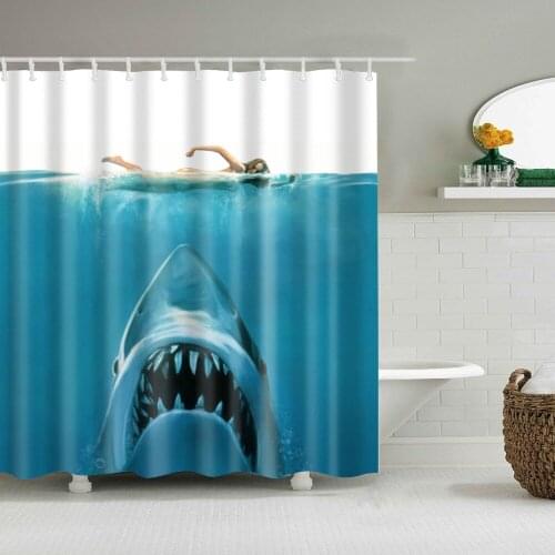 Ocean shark shower curtain Washable environmentally friendly shower curtain For bathroom with plastic hook TZ160723