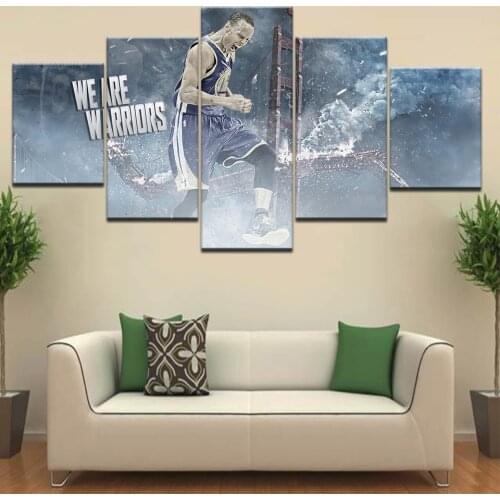 Athlete Stephen Curry Splash Picture Printed Wall Art Room Decor Print Poster Canvas Painting Framed 5 Pieces Posters