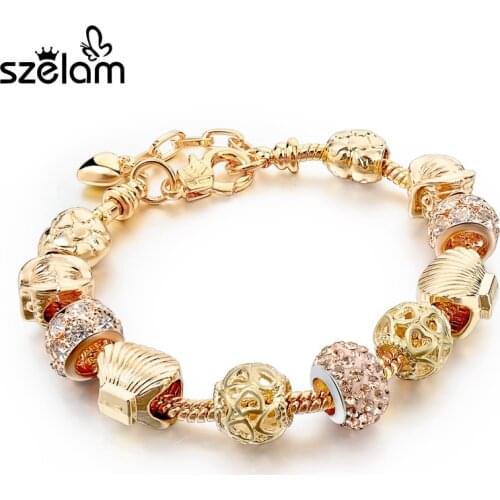 Szelam Gift Famous Brand Jewelry Gold Chain Bracelets Charm Bracelets Bangles Adjustable Jewelry Sbr150326