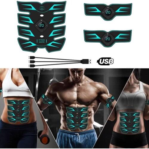 New Abdominal Muscle Trainer EMS Fitness Equipment Training Muscle Exerciser Stimulator Belt Belly Arm Massage USB Rechargable