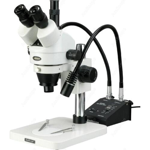 Trinocular Microscope--AmScope Supplies3.5X-45X Trinocular Dissecting Zoom Stereo Microscope with Gooseneck LED Lights