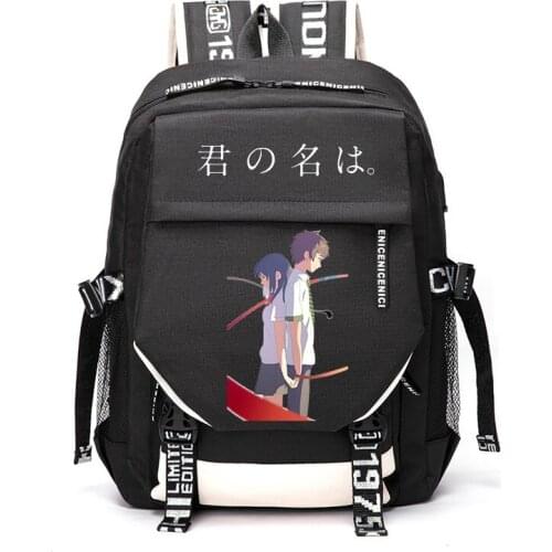 Unisex Anime Your Name Kimi no na wa Tachibana Taki Miyamizu Mitsuha Outdoor Travel Rucksack Casual Schoolbag Student Backpacks