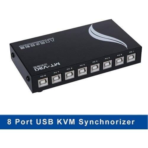 MT-VIKI 8 Port KVM Synchnorizer USB 1 Set Mouse Keyboard Controls 8 PC Hosts Hotkey Mouse Crossing KVM Switch MT-108KM-U