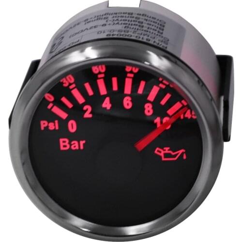 Waterproof Boat Car Oil Pressure Gauge Meter 0-10 & 0-5Bar Fuel Pressure Auto Oil Pressure Meter 12V 24V