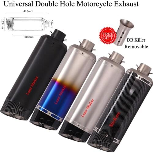 Motorcycle Tail Exhaust Escape Double Outlet Pipe Muffler Tip Tubes Silencer System Removable DB Killer 2 Holes For MT09 duke790