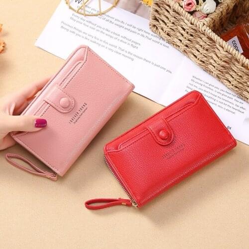 Ladies Handbags Leather Long Wallets Female Zipper Coin Purse Girls Card Holder Passport Pocket Cell Phone Pouch cartera mujer