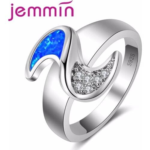 Rings For Women 925 Sterling Silver Bridal Wedding Bands Jewelry Fine Blue Fire Opal Finger Ring Party Bijoux