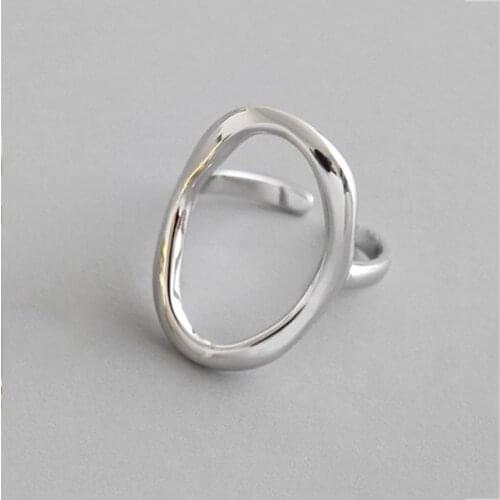 Women Original Handmade Prevent Allergy 925 Sterling Silver Geometry Irregular Open Rings Jewelry For Girl Gift