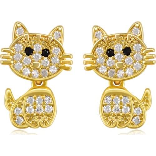 925 Sterling Silver Ear Needle Lovely Animal Crystal Stud Earrings for Women Tiny Exquisite Kitty Fox and Owl Earrings Jewelry