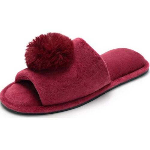 Winter Warm Soft Plush Faux Rabbit Fur Ball Slippers Short Plush Footwear Home Indoor Floor Shoes