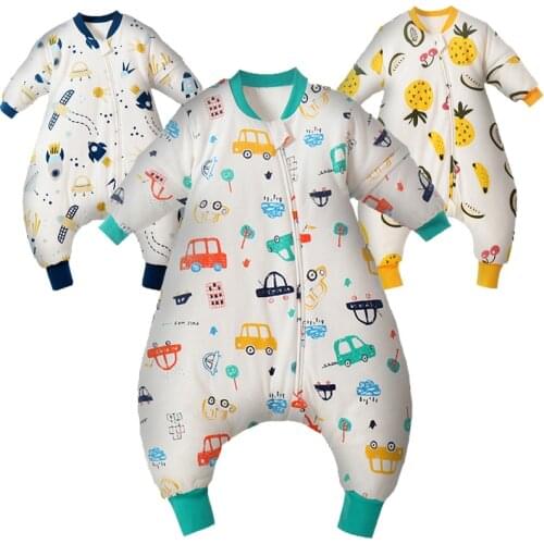 Toddler Boy Winter Sleeping Bag Baby Split Leg Clip Cotton Sleepsack 1-3 Years Child Girl Childlike Cartoon Print Warm Pajamas