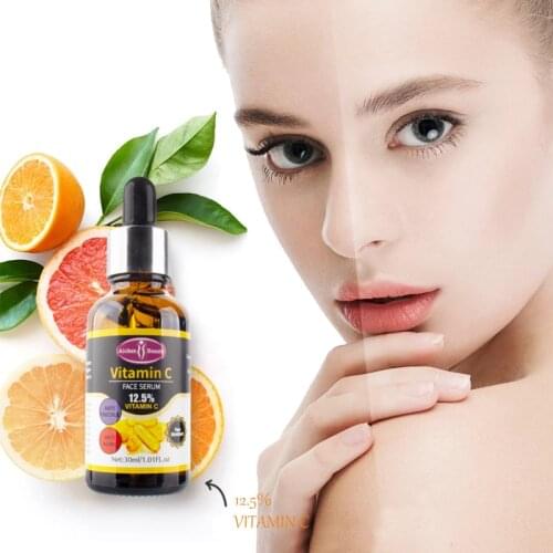 12.5% Vitamin C Face Serum Moisturizing Fades Stains Facial Essence Shrink Pores Anti-Darkness Brighten Skin Care Solution
