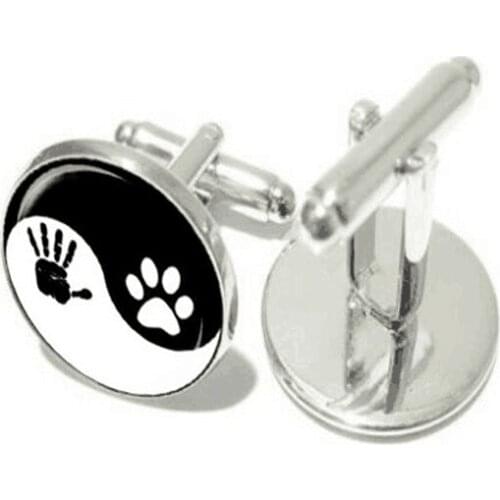 20mm cufflinks hot fashion personality wild retro yin and yang Tai Chi crystal glass mens T-shirt jewelry cufflinks gift