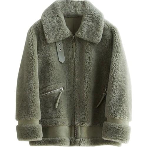 2020 New 2019 Sheep Shearing Overcoat Girls Long Fund Lapel Grain Lamb Fur Grass Loose Coat