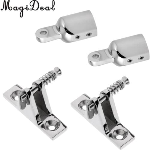 2x Marine 316 Stainless Steel Kayak Boat Quick Release Deck Hinge Mount +2x Bimini Top Cover 1'' Eye End Cap Dinghy Canopy Yacht