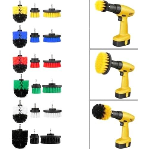 3pcs/kit Drill brush 2+3.5+4 Inch Drill Powerful Clean Scrub Electric Leather Plastic Wood Furniture Yellow/Blue/Red/Green/Black