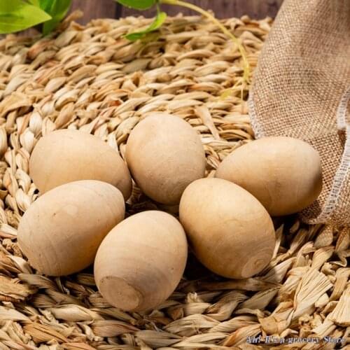 5Pcs Easter Wooden Eggs DIY Manual Graffiti Painted Egg Decoration Craft S M L