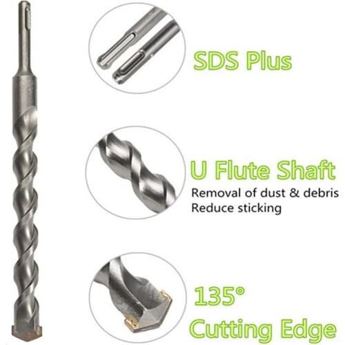 8/10/25*280mm Electric Hammer Drill Bits for Masonry Concrete Rock Stone Tungsten Carbide Tip SDS Plus Masonry Hammer Drill Bit