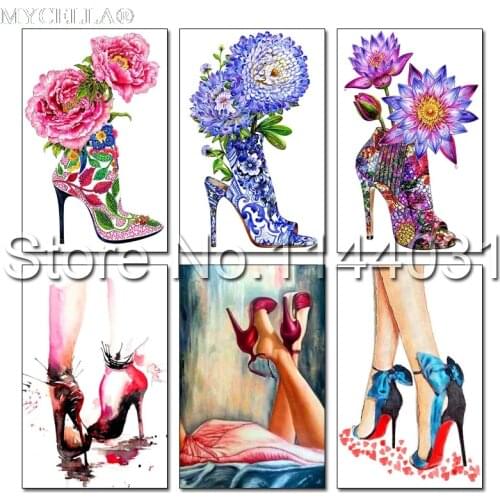 Flowers & High Heels 5D Diy Diamond Painting Needlework Mosaic Cross Stitch Beautiful legs Decor Gift Full Diamond Embroidery