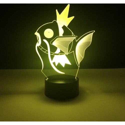 Anime Game Figure Pokemon Magikarp Acrylic 3d LED Night Light for Children Kids Bedroom Decoration Table Lamp Manga Gadget Gifts