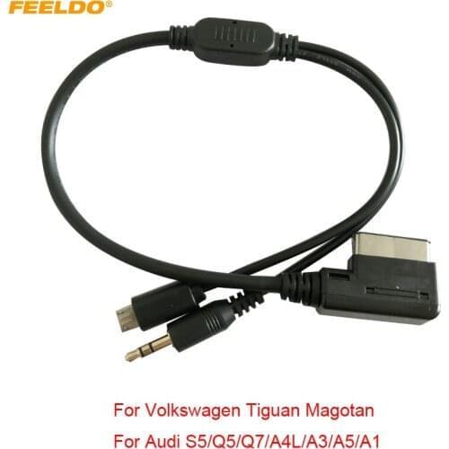 FEELDO Car Audio Music AMI/MDI/MMI Interface To 3.5mm Male Micro USB AUX Cable For Audi Volkswagen Wire Adapter #AM1491