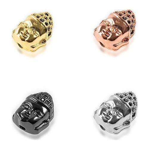 11*15mm Buddha head crystal micro pave cz zircon cubic zirconia beads DIY Copper necklace charm bracelet connectors crrx