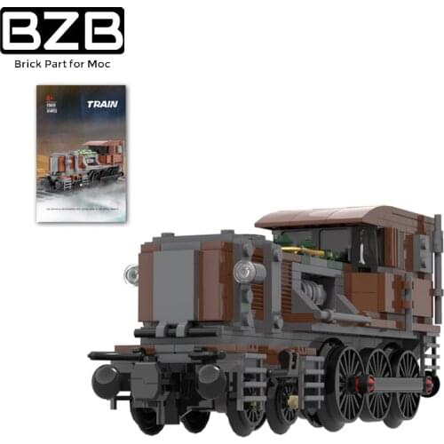 BZB MOC 10277 Retro Steam Train Steampunk Crocodile Locomotive High-Tech Fuxings Rail Building Blocks Gift