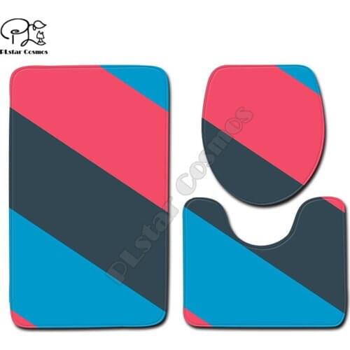 Color geometric Cartoon funny 3D printed Bathroom Pedestal Rug Lid Toilet Cover Bath Mat Set drop shipping
