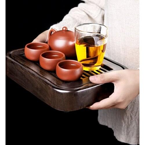 Wooden Tea Tray Water Storage Chinese Tea Ceremony Dry Bubble Tea Tray Eco Friendly Vintage Plateau De Service Teaware DF50CP