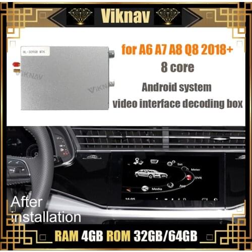 For-AUDI A6 A7 A8 Q8 2018+ 10.1 inch Car GPS Navigation Multimedia Player Decoding Box Android System Video Interface