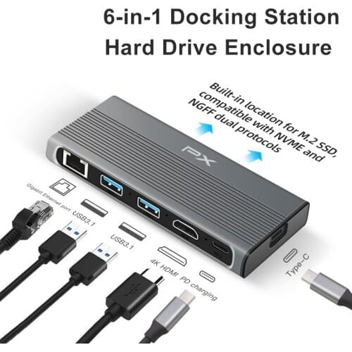 USB C 3.1Hub Docking Station to Rj45 LAN Adapter with M.2 NVME NGFF Hard Drive Enclosure for Macbook SSD Case C Hub
