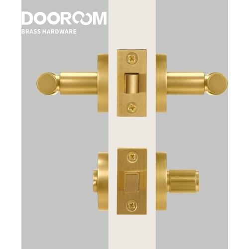 Dooroom Brass Door Lever Set Interior Bedroom Bathroom Dummy lock Set Privacy Passage Locks Tubular Latch Stripe Thumb Turn